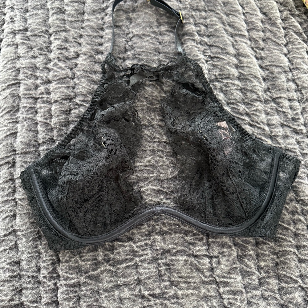 Agent Provocateur Black Lace Halter Bra